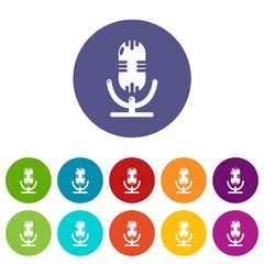 Poster - Studio microphone icons color set vector for any web design on white background