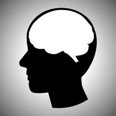 white brain in head icon for text
