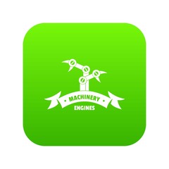 Poster - Engine machinery icon green vector isolated on white background