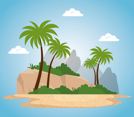 Wall Mural - summer holidays beach scene vector illustration design