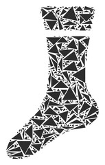 Sticker - Sock collage of triangle elements in variable sizes and shapes. Vector polygons are combined into sock collage. Geometric abstract vector illustration.