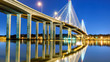 canvas print picture - Port Mann Bridge, long exposure in a bright night. Vancouver, British Columbia, Canada.