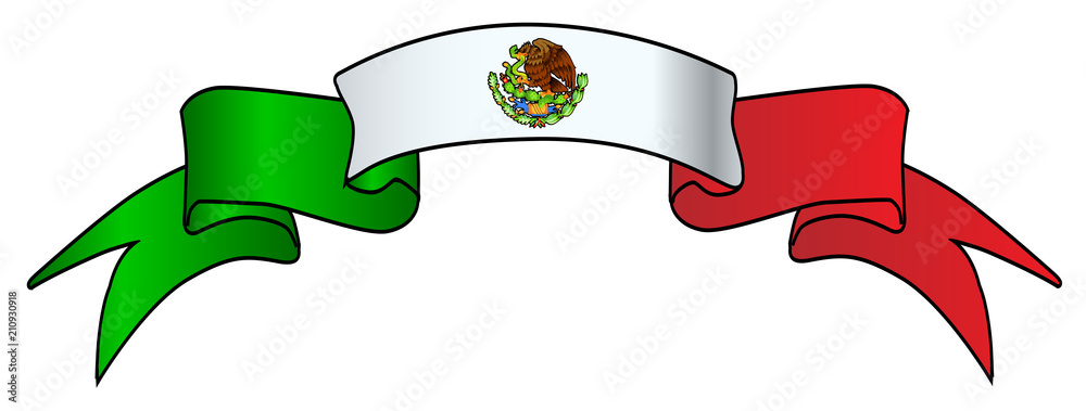 Mexico Ribbin Mexican Flag Icon Satin Ribbon Stock Vector | Adobe Stock