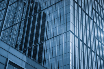 Close-Up of Modern Office Buildings in city of China.