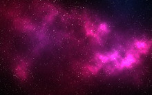 Space Nebula Clouds With Stars Aurora Pink Bright