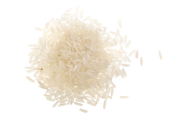 Wall Mural - rice grains isolated on white background. Top view. Flat lay