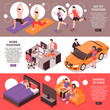 Daily Routine Couple Isometric Banners 