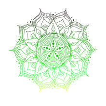 Vector Flower Mandala. Vintage Decorative Elements. Oriental Pattern, Vector Illustration. Islam, Arabic, Indian, Moroccan,spain, Turkish, Pakistan, Chinese, Ottoman Motifs. Green Coloring Book Page
