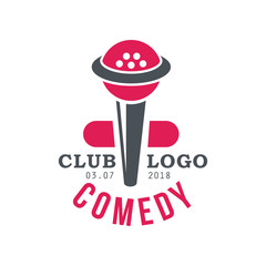 Poster - Comedy club logo, poster with date vector Illustration on a white background