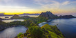 Panoramic view of majestic Padar Island during magnificent sunset.