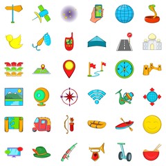 Poster - Leisure activites icons set. Cartoon style of 36 leisure activites vector icons for web isolated on white background