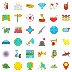 Poster - Summer travel icons set. Cartoon style of 36 summer travel vector icons for web isolated on white background