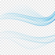 Modern abstract transparent futuristic web swoosh wave collection. Three blue transparent isolated separate lines layout. Vector illustration