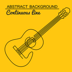 Leinwandbilder - continuous line drawing of acoustic guitar vector. Musical instrument single line for decoration, design, invitation jazz festival, music shop.