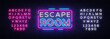 Escape Room neon signs vector. Escape Room Design template neon sign, light banner, neon signboard, nightly bright advertising, light inscription. Vector illustration. Editing text neon sign