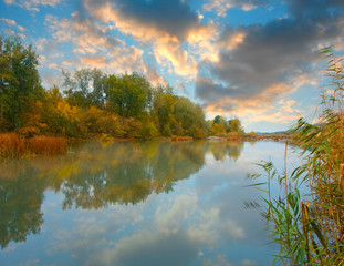 Wall Mural - autumn on river