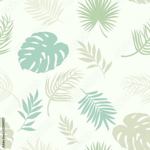 Naklejka na kafelki seamless pattern with silhouettes of palm leaves