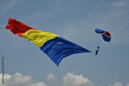 Flag of Romania flying © mc