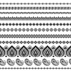 Wall Mural - Indian style seamless borders vector set.