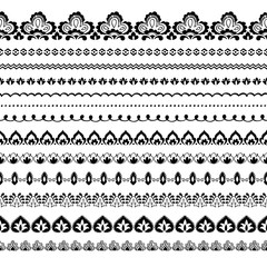 Wall Mural - Indian style seamless borders vector set.