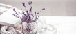canvas print picture - composition with lavender in a glass