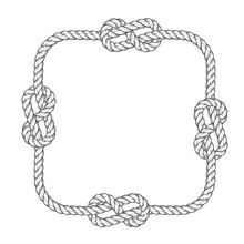 Rope frame - square rope frame with knots, vintage style