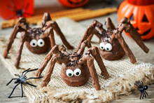 Halloween Spider Cakes With Candy Eyes In Chocolate, Halloween Treats For Kids