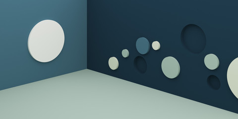 Poster - Abstract round shape on minimal background. Closeup of geometric form. 3D rendering.