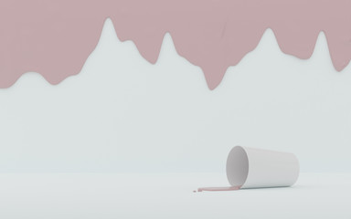 Poster - Mock-up of a white glass with pink melt liquid on minimal background, 3D rendering