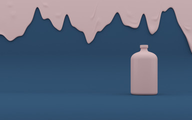 Aufkleber - Mock-up of colored milk bottle with melt liquid on minimal background, 3D rendering