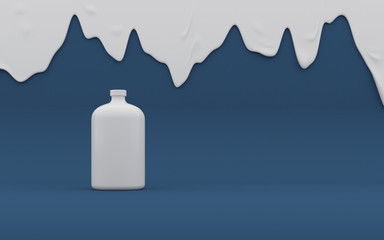 Aufkleber - Mock-up of colored milk bottle with melt liquid on minimal background, 3D rendering