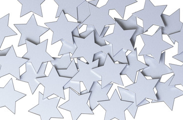 Fototapete - Silver Stars pattern isolated on white background. 3D rendering.