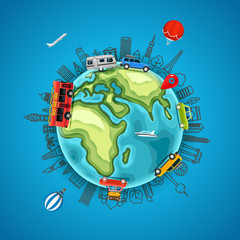 Aufkleber - Travel around the Earth. Go travel concept. Vector illustration