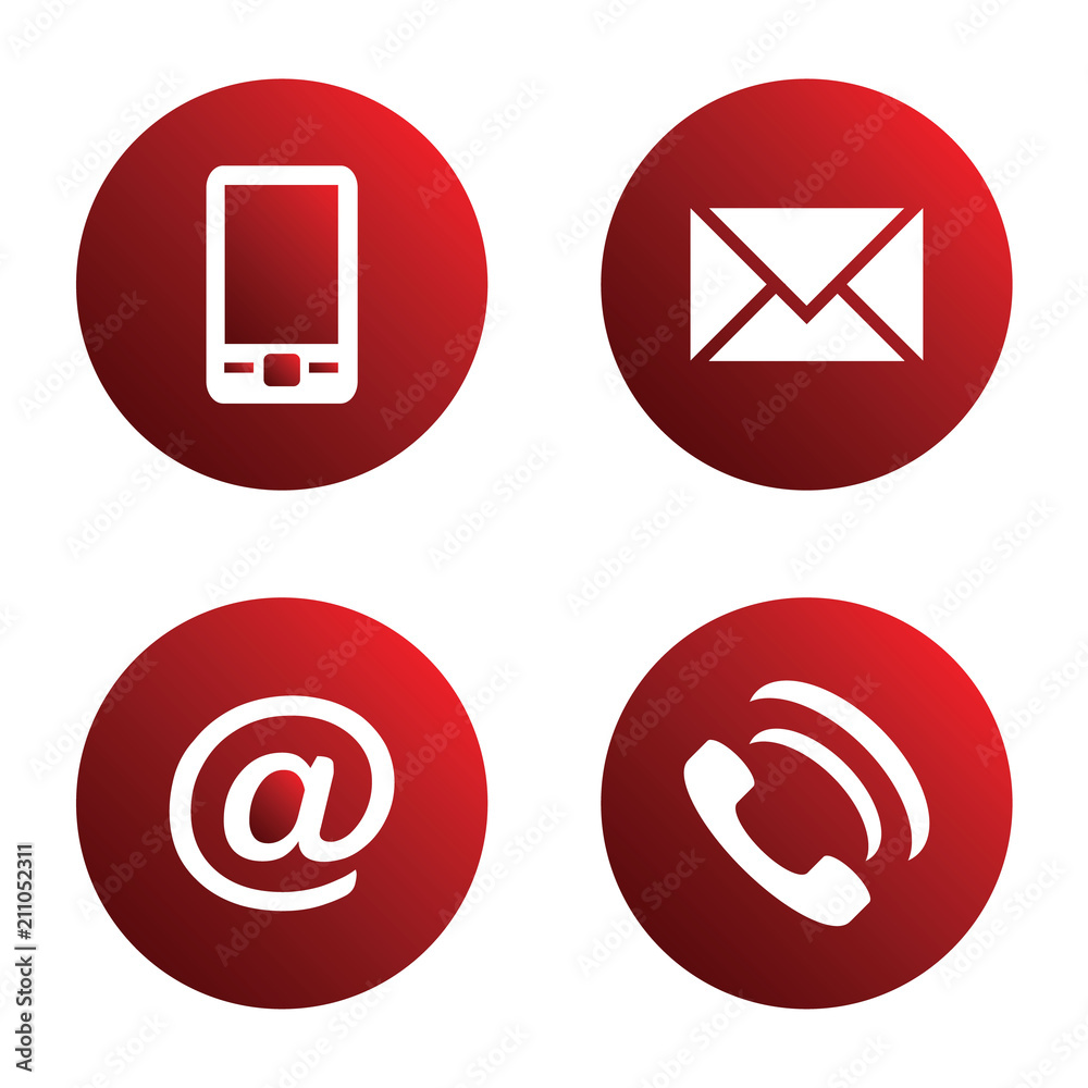 Vector icon set: red spherical communication icons - mobile phone ...