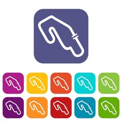 Poster - Race circuit icons set vector illustration in flat style in colors red, blue, green, and other