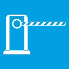 Poster - Parking entrance icon white isolated on blue background vector illustration
