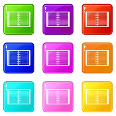 Poster - Open spiral lined notebook icons of 9 color set isolated vector illustration