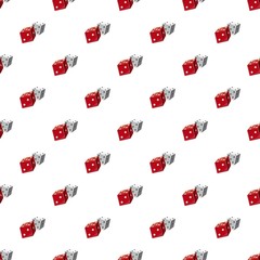Poster - Red and white dice cubes pattern seamless repeat in cartoon style vector illustration