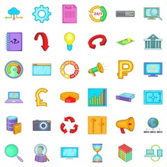 Poster - Marketing icons set. Cartoon style of 36 marketing vector icons for web isolated on white background