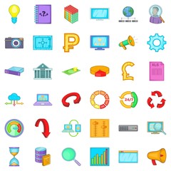 Poster - Marketing analysis icons set. Cartoon style of 36 marketing analysis vector icons for web isolated on white background