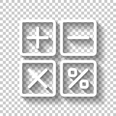 Poster - simple icon of calculator. White icon with shadow on transparent