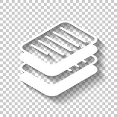 Poster - stack of papers, simple symbol or icon. White icon with shadow o