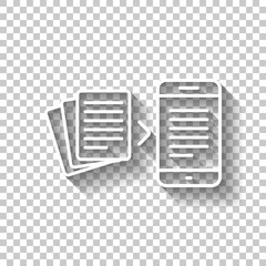 Poster - Convert to electronic document. White icon with shadow on transp