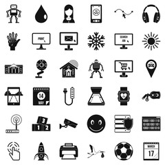 Poster - Mobile app icons set. Simple style of 36 mobile app vector icons for web isolated on white background
