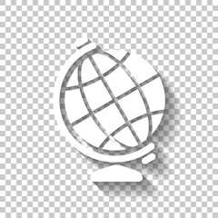 Poster - Simple globe symbol. White icon with shadow on transparent backg