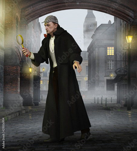 Cuadros en Lienzo Detective Sherlock Holmes in old London