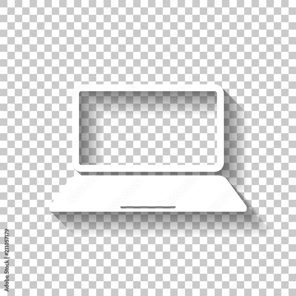 Laptop or notebook computer icon. White icon with shadow on tran Stock  Vector | Adobe Stock, image size:1000x1000