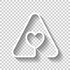Poster - Heart in warning triangle. Linear icon with thin outline. One li