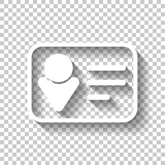 Poster - Identification card icon. Linear style. White icon with shadow o