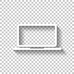 Poster - Laptop or notebook computer icon. White icon with shadow on tran